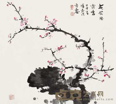霍春阳 甲申(2004年)作 花发风露香 镜心 68.5×68.5cm